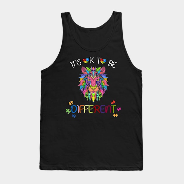 Autism Awareness Shirt It's OK to be different Colorful Lion Tank Top by NiceTeeBroo